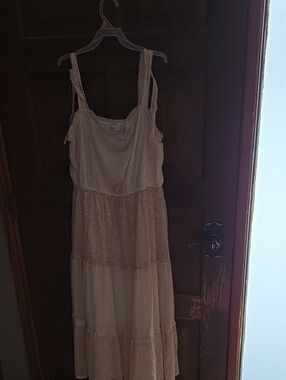 Japna Beige Tiered Maxi Dress